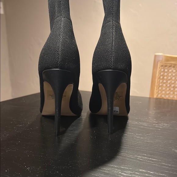 Black Heeled Boots with Stiletto Heel and Sock-Like Fit - Picture 4 of 7